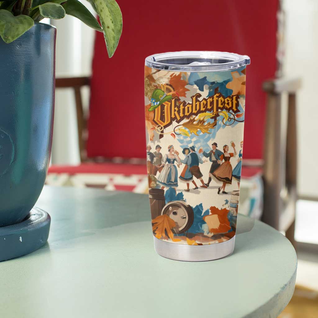 Oktoberfest Tumbler Cup with Beer Mug Illustration White Diamond Pattern - Wonder Print Shop