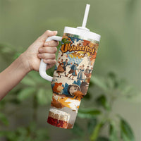 Oktoberfest Tumbler With Handle with Beer Mug Illustration White Diamond Pattern - Wonder Print Shop