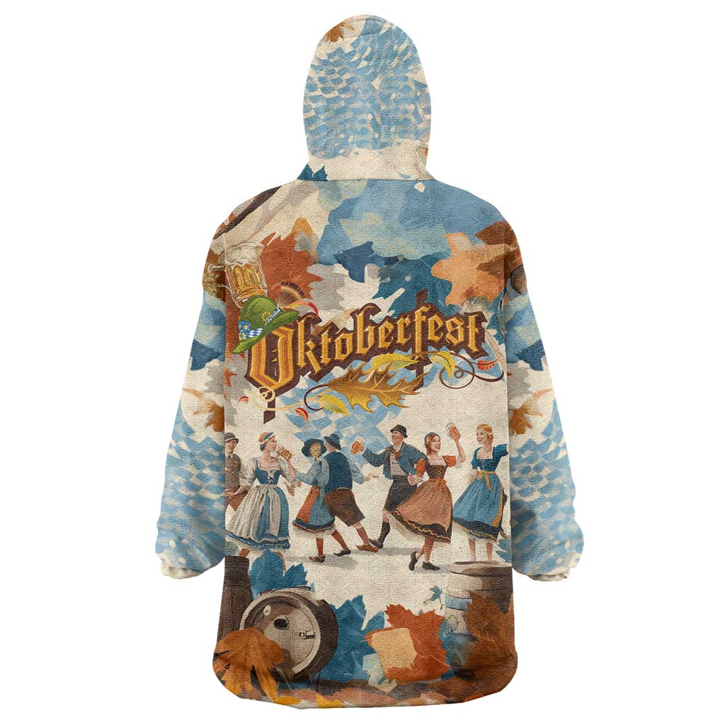 Oktoberfest Wearable Blanket Hoodie with Beer Mug Illustration White Diamond Pattern - Wonder Print Shop