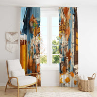 Oktoberfest Window Curtain with Beer Mug Illustration White Diamond Pattern - Wonder Print Shop