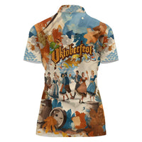 Oktoberfest Women Polo Shirt with Beer Mug Illustration White Diamond Pattern - Wonder Print Shop