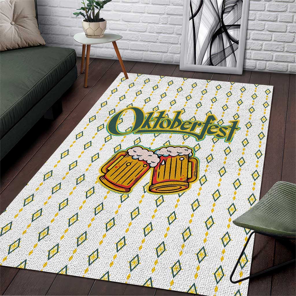 Oktoberfest Area Rug with Oktoberfest Beer Mug Illustration White Diamond - Wonder Print Shop
