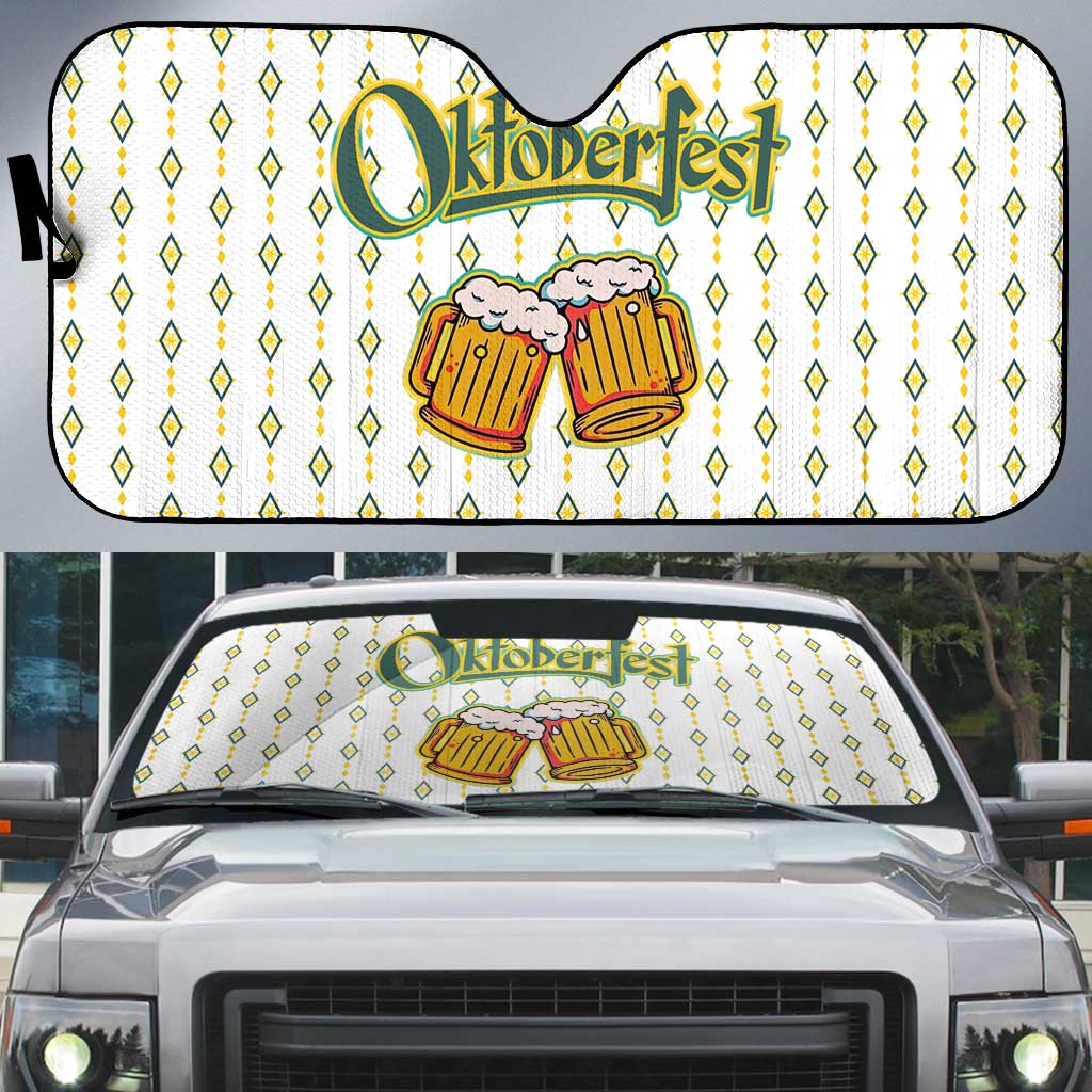 Oktoberfest Auto Sun Shade with Oktoberfest Beer Mug Illustration White Diamond - Wonder Print Shop