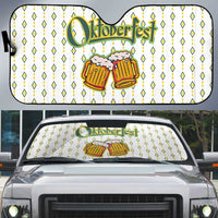 Oktoberfest Auto Sun Shade with Oktoberfest Beer Mug Illustration White Diamond - Wonder Print Shop