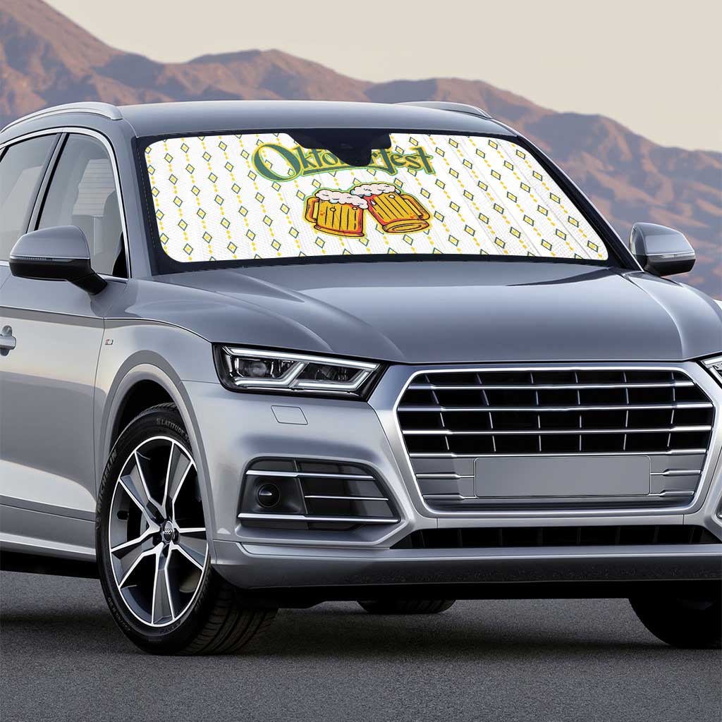 Oktoberfest Auto Sun Shade with Oktoberfest Beer Mug Illustration White Diamond - Wonder Print Shop