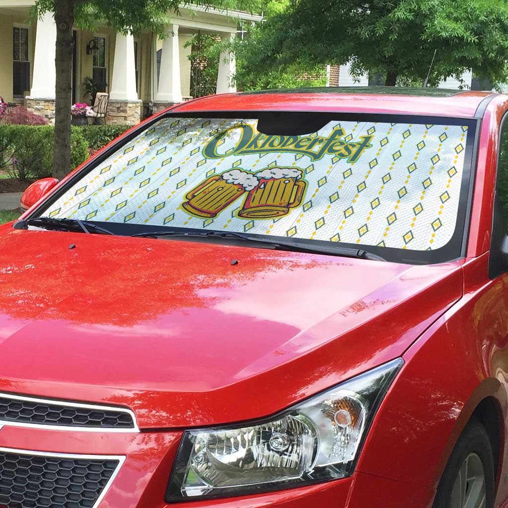 Oktoberfest Auto Sun Shade with Oktoberfest Beer Mug Illustration White Diamond - Wonder Print Shop