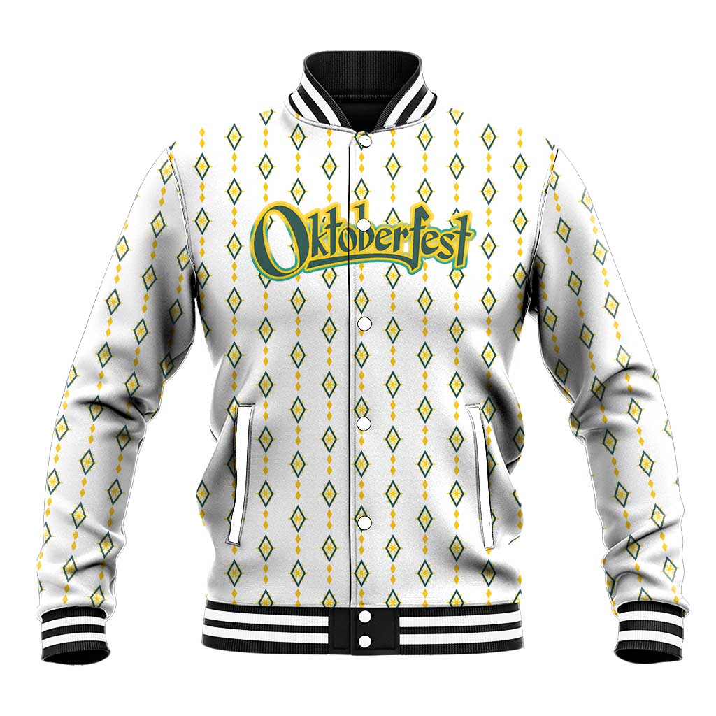 Oktoberfest Baseball Jacket with Oktoberfest Beer Mug Illustration White Diamond - Wonder Print Shop
