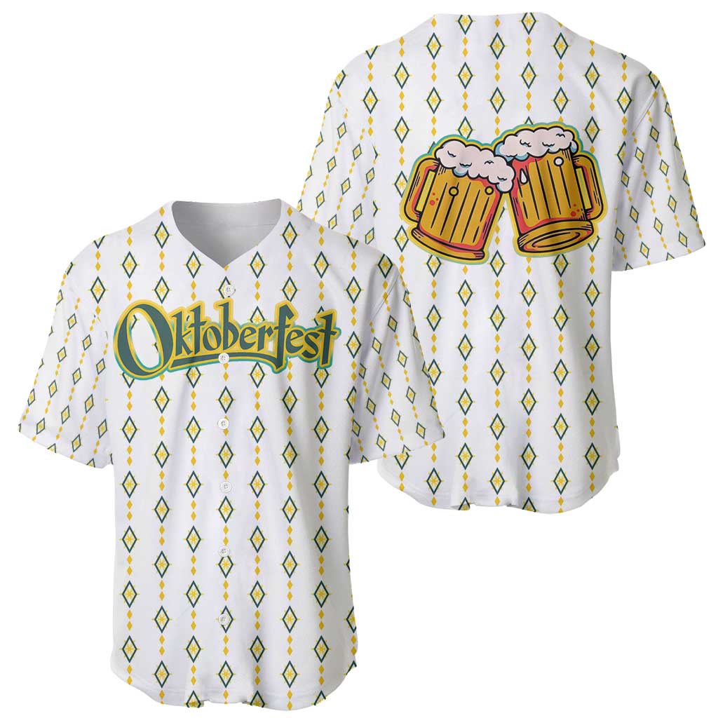 Oktoberfest Baseball Jersey with Oktoberfest Beer Mug Illustration White Diamond - Wonder Print Shop