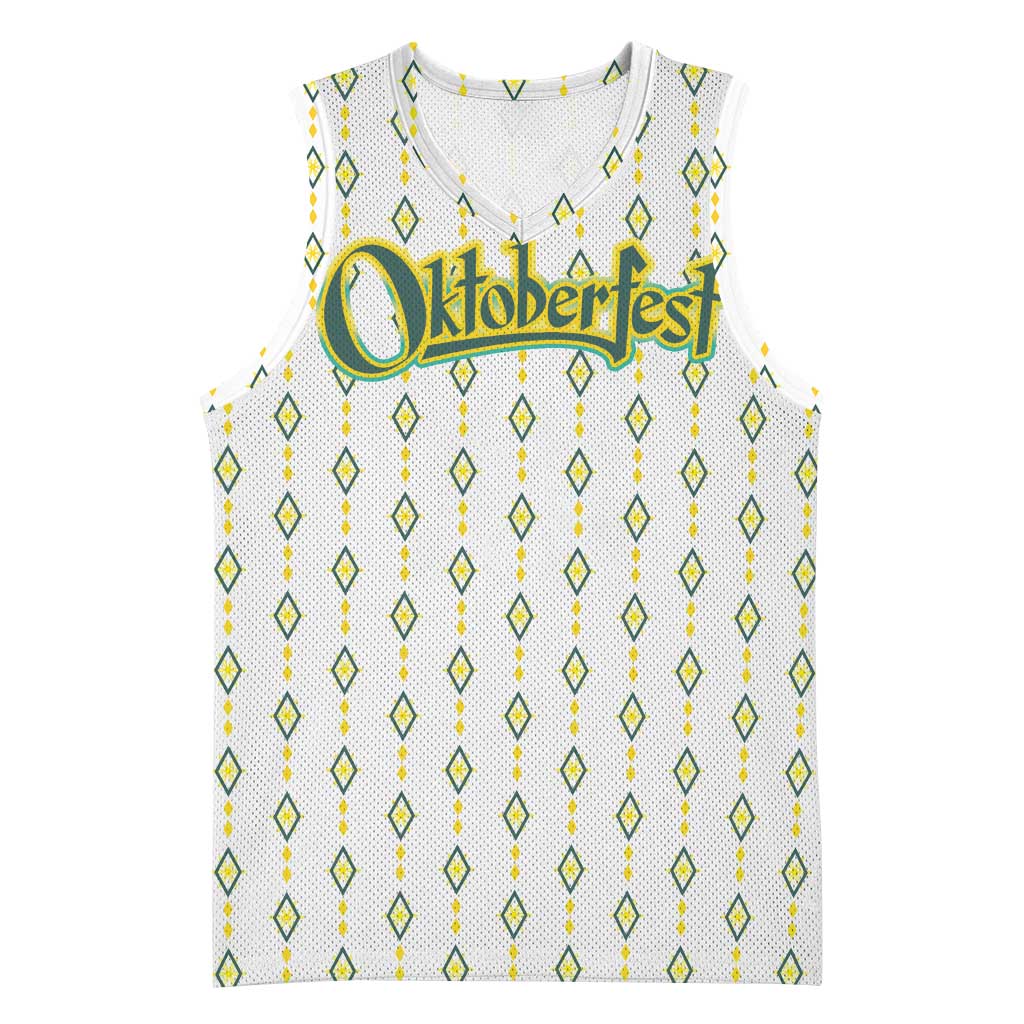 Oktoberfest Basketball Jersey with Oktoberfest Beer Mug Illustration White Diamond - Wonder Print Shop