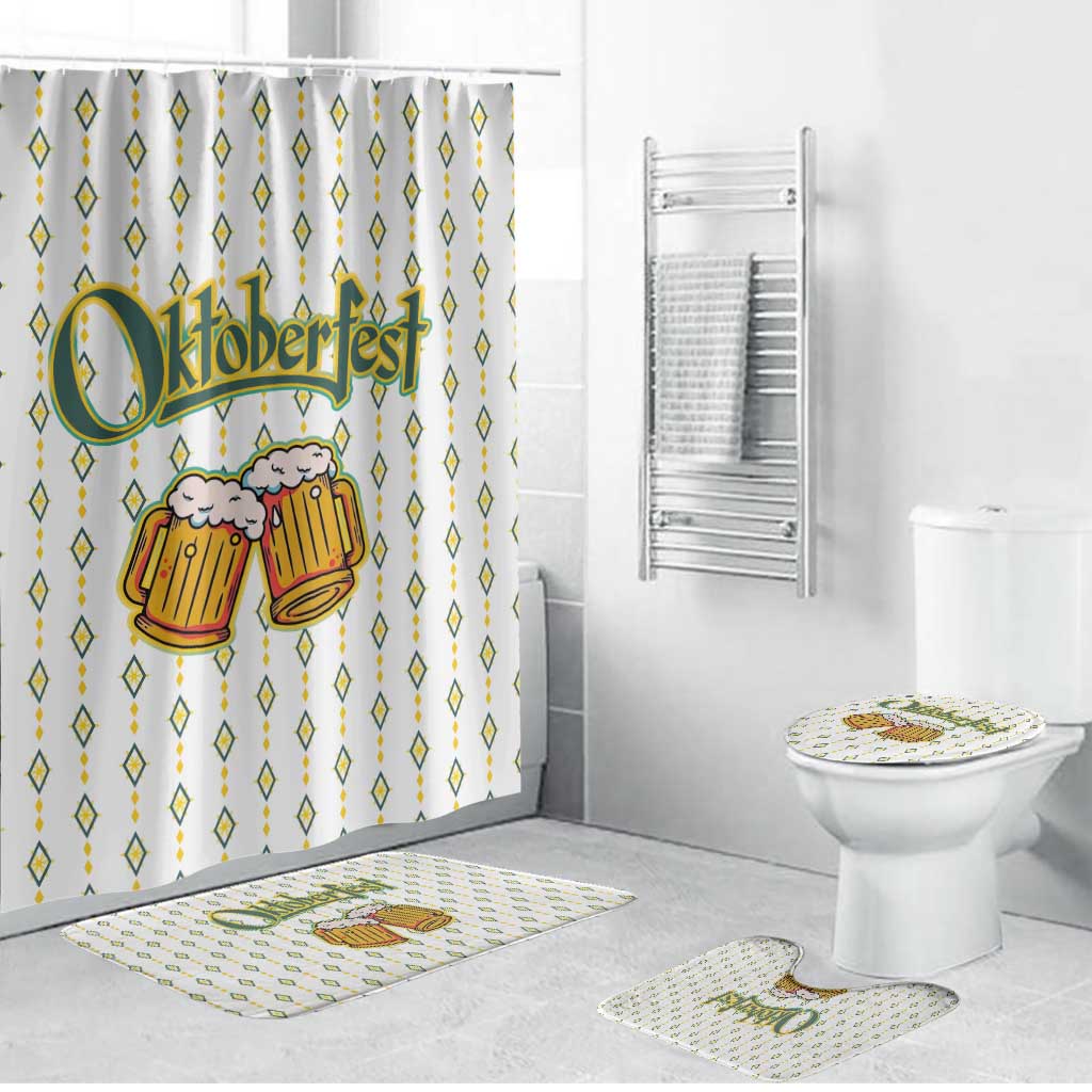 Oktoberfest Bathroom Set with Oktoberfest Beer Mug Illustration White Diamond - Wonder Print Shop