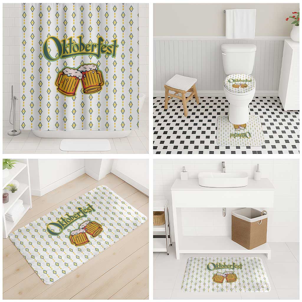 Oktoberfest Bathroom Set with Oktoberfest Beer Mug Illustration White Diamond - Wonder Print Shop