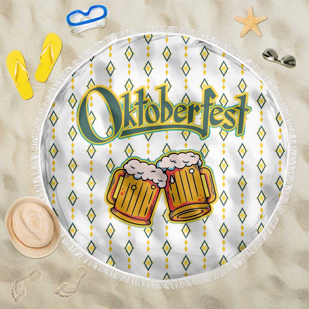 Oktoberfest Beach Blanket with Oktoberfest Beer Mug Illustration White Diamond - Wonder Print Shop