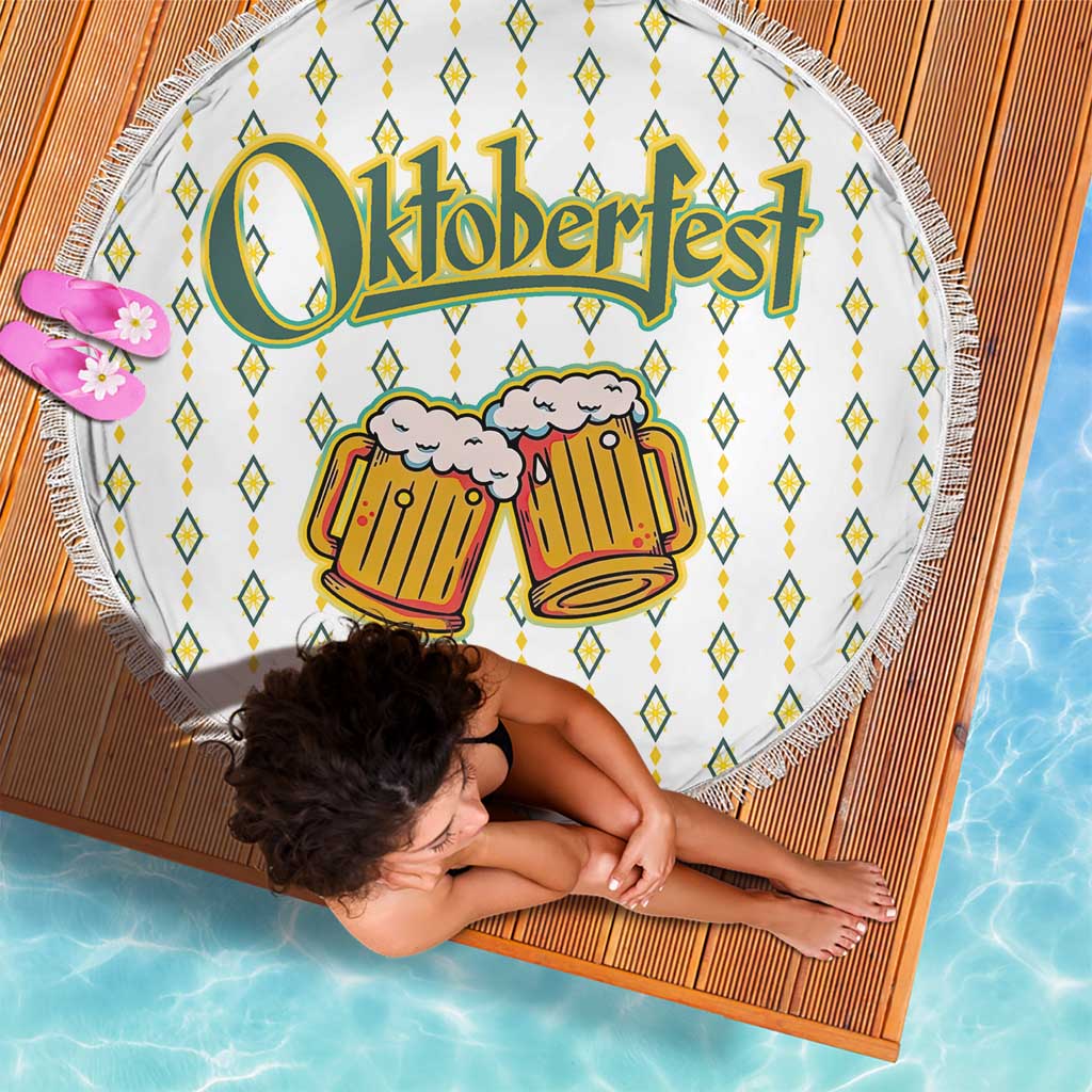 Oktoberfest Beach Blanket with Oktoberfest Beer Mug Illustration White Diamond - Wonder Print Shop