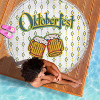 Oktoberfest Beach Blanket with Oktoberfest Beer Mug Illustration White Diamond - Wonder Print Shop