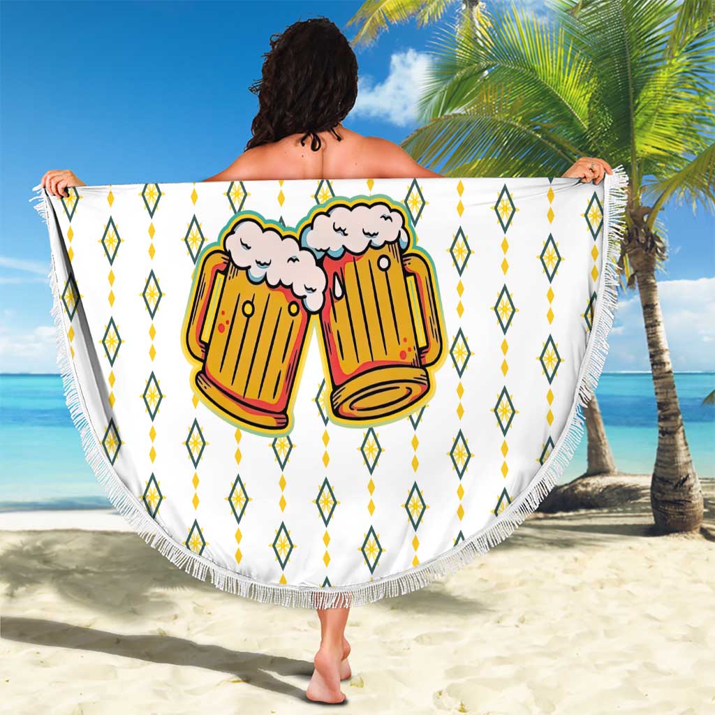 Oktoberfest Beach Blanket with Oktoberfest Beer Mug Illustration White Diamond - Wonder Print Shop