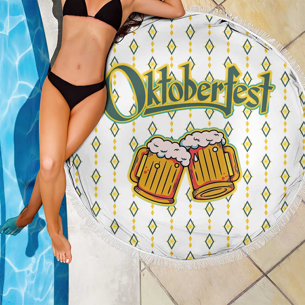 Oktoberfest Beach Blanket with Oktoberfest Beer Mug Illustration White Diamond - Wonder Print Shop