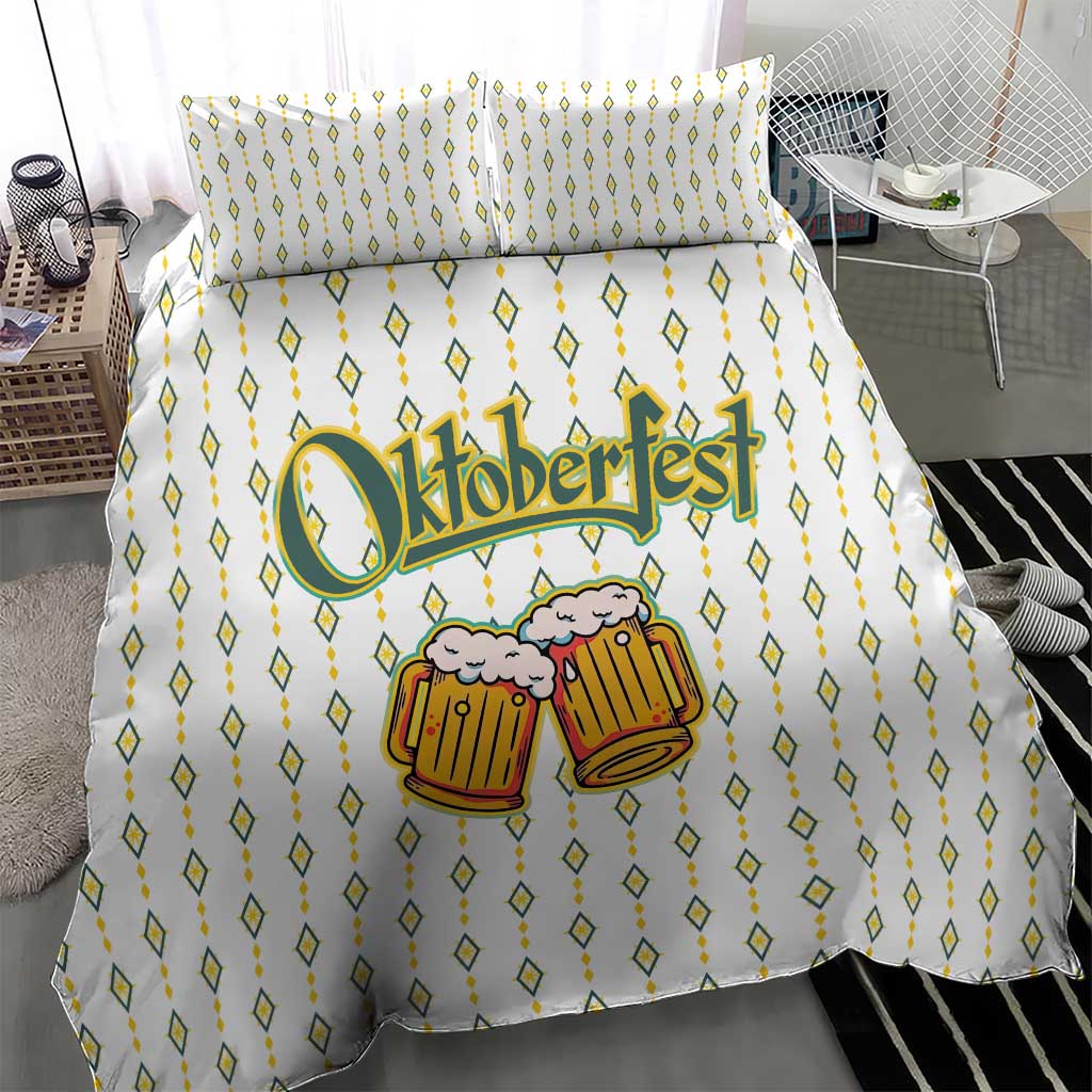 Oktoberfest Bedding Set with Oktoberfest Beer Mug Illustration White Diamond - Wonder Print Shop