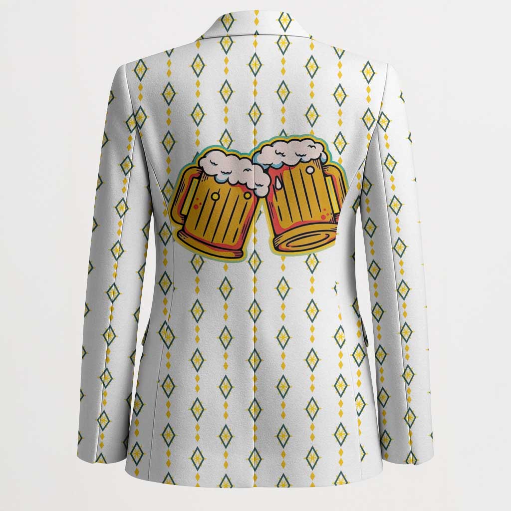 Oktoberfest Blazer with Oktoberfest Beer Mug Illustration White Diamond - Wonder Print Shop