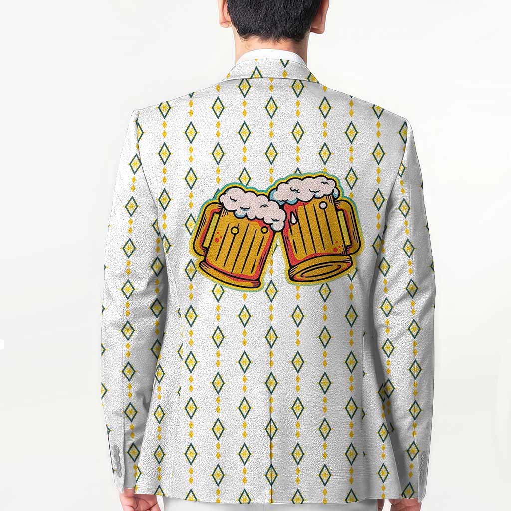 Oktoberfest Blazer with Oktoberfest Beer Mug Illustration White Diamond - Wonder Print Shop
