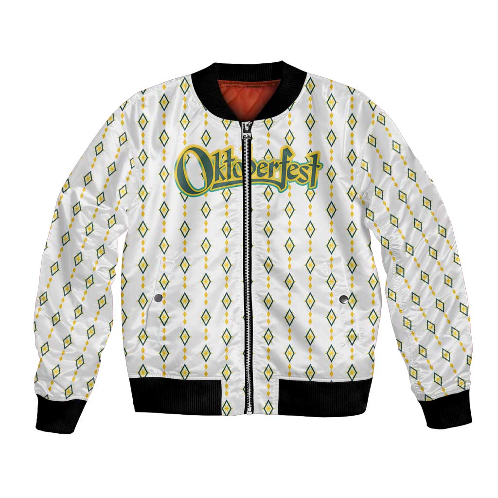 Oktoberfest Bomber Jacket with Oktoberfest Beer Mug Illustration White Diamond - Wonder Print Shop