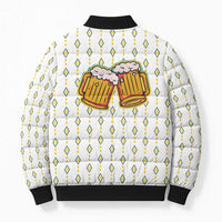 Oktoberfest Bomber Puffer Jacket with Oktoberfest Beer Mug Illustration White Diamond - Wonder Print Shop
