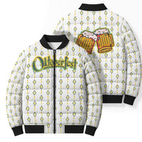 Oktoberfest Bomber Puffer Jacket with Oktoberfest Beer Mug Illustration White Diamond - Wonder Print Shop