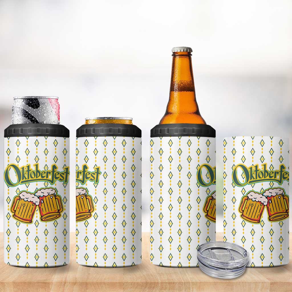 Oktoberfest 4 in 1 Can Cooler Tumbler with Oktoberfest Beer Mug Illustration White Diamond - Wonder Print Shop