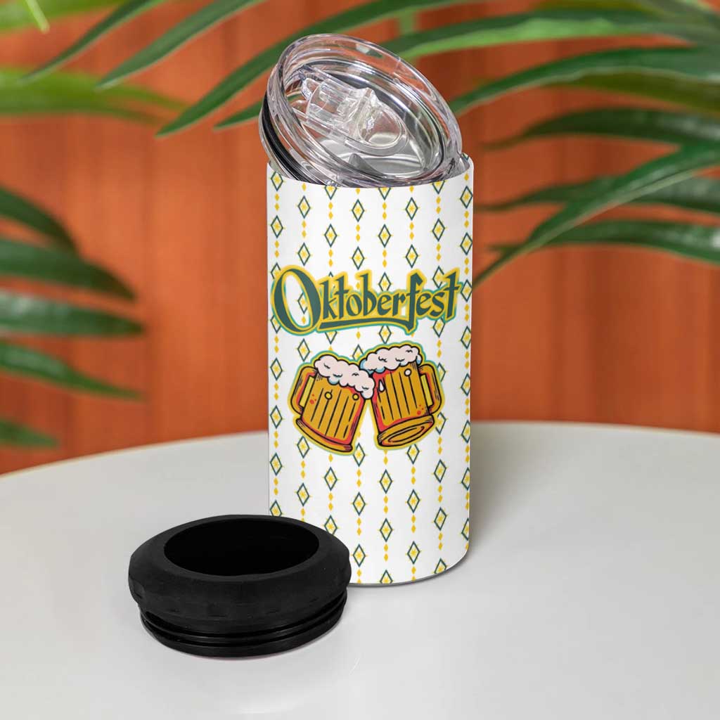 Oktoberfest 4 in 1 Can Cooler Tumbler with Oktoberfest Beer Mug Illustration White Diamond - Wonder Print Shop