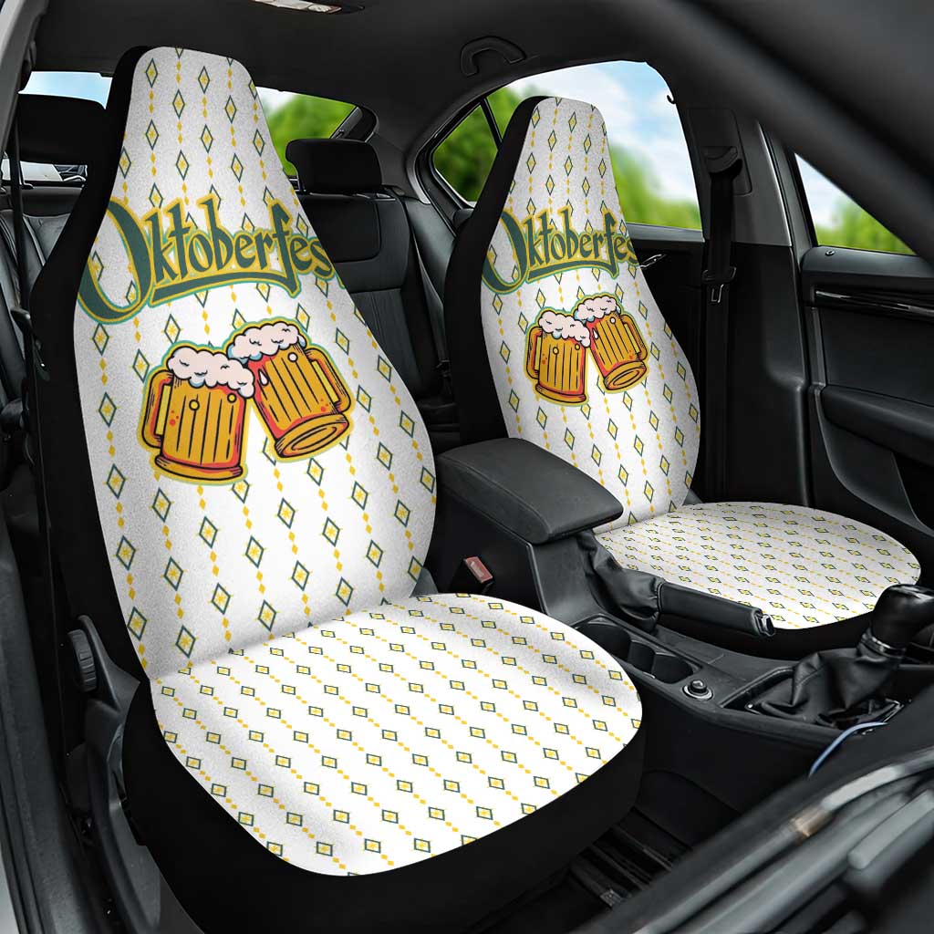 Oktoberfest Car Seat Cover with Oktoberfest Beer Mug Illustration White Diamond - Wonder Print Shop