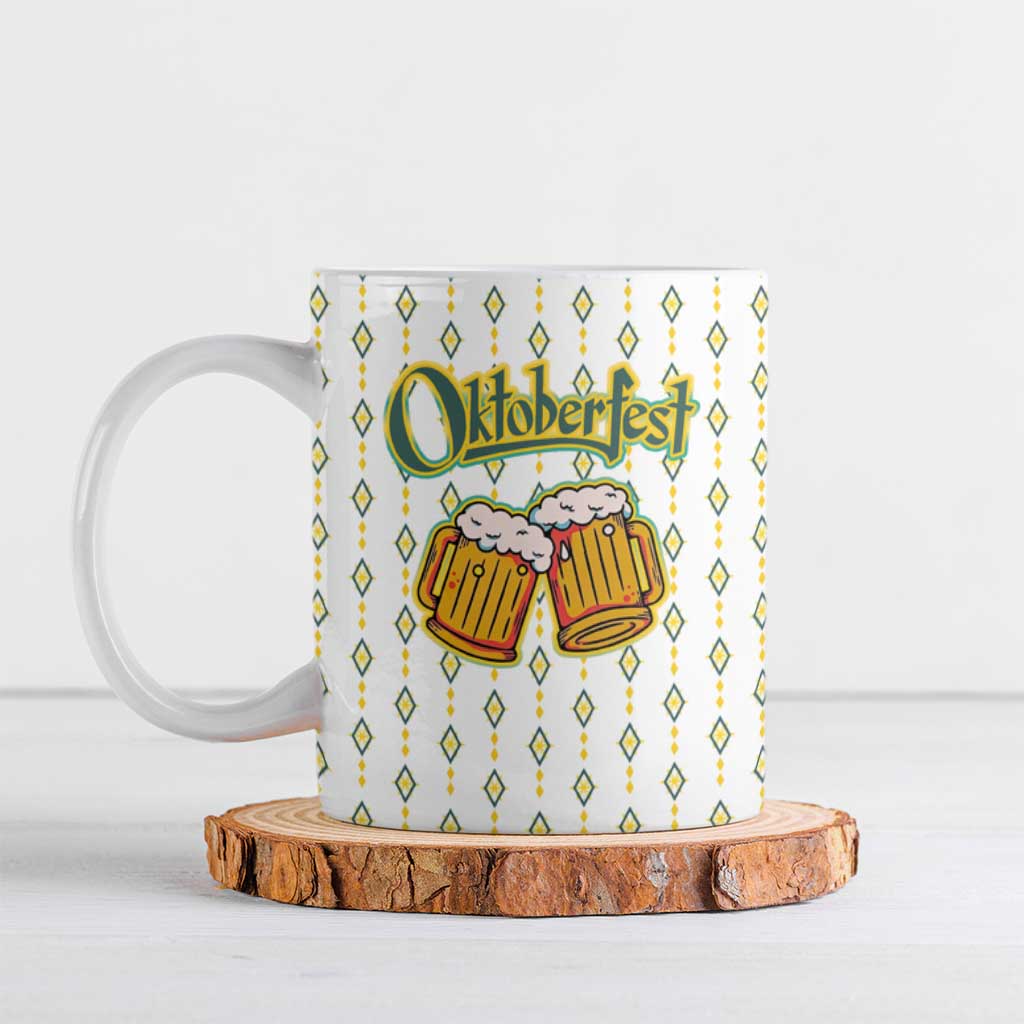 Oktoberfest Ceramic Mug with Oktoberfest Beer Mug Illustration White Diamond - Wonder Print Shop