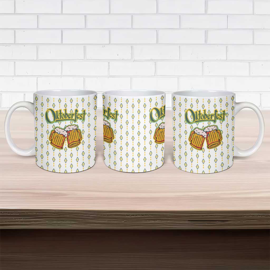 Oktoberfest Ceramic Mug with Oktoberfest Beer Mug Illustration White Diamond - Wonder Print Shop
