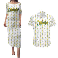 Oktoberfest Couples Matching Puletasi and Hawaiian Shirt with Oktoberfest Beer Mug Illustration White Diamond - Wonder Print Shop