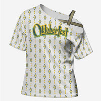 Oktoberfest Cross Shoulder Shirt with Oktoberfest Beer Mug Illustration White Diamond - Wonder Print Shop