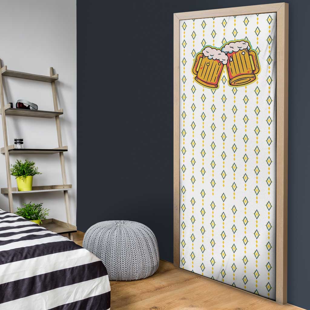 Oktoberfest Door Cover with Oktoberfest Beer Mug Illustration White Diamond - Wonder Print Shop