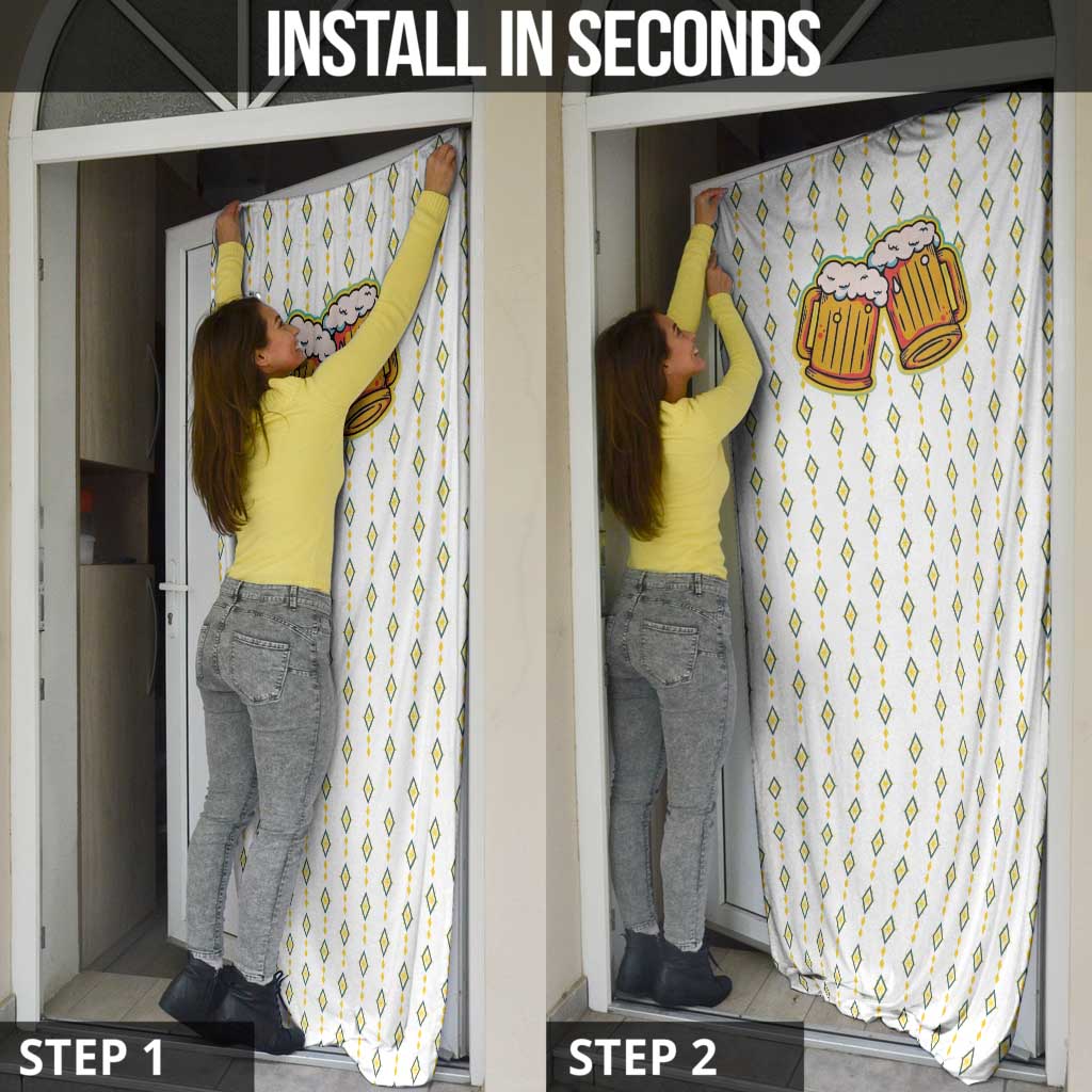 Oktoberfest Door Cover with Oktoberfest Beer Mug Illustration White Diamond - Wonder Print Shop