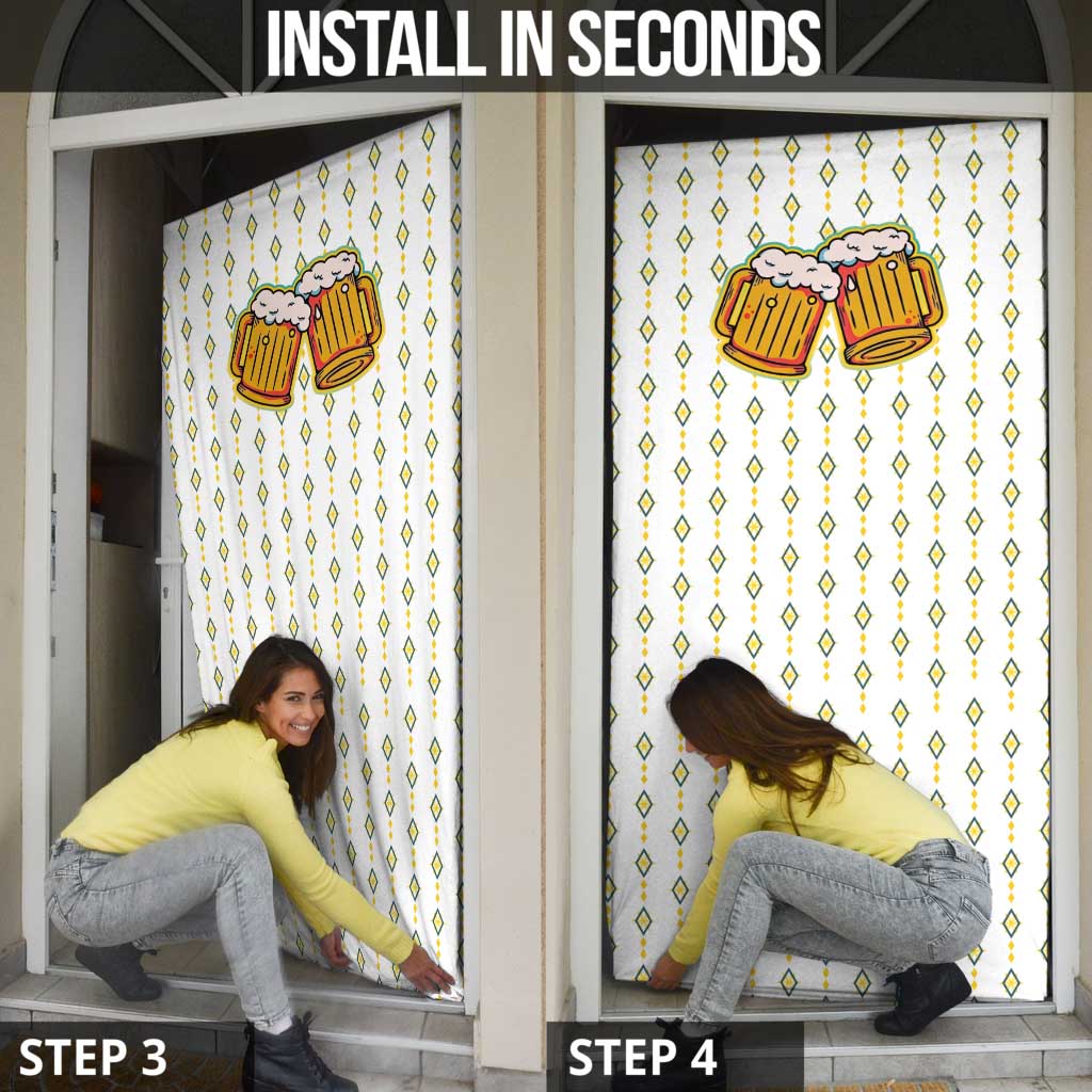 Oktoberfest Door Cover with Oktoberfest Beer Mug Illustration White Diamond - Wonder Print Shop