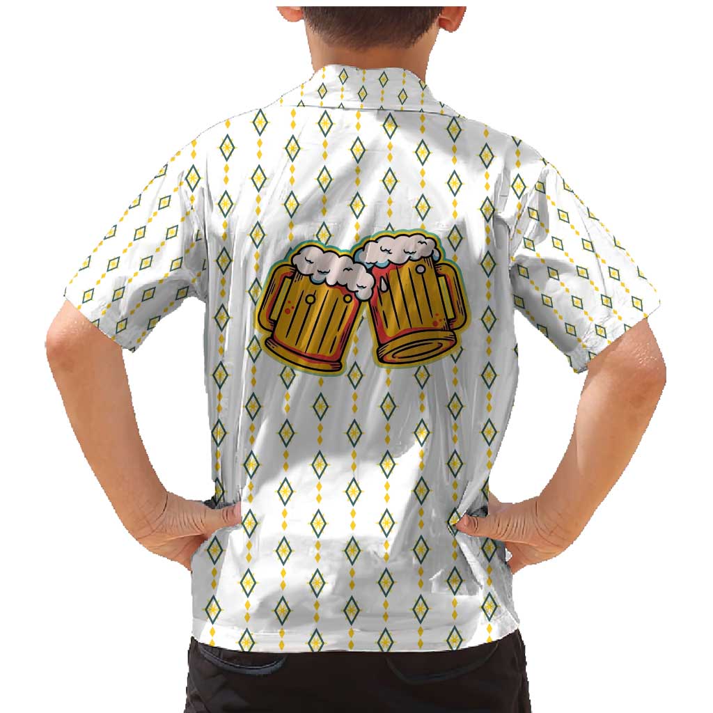 Oktoberfest Family Matching Mermaid Dress and Hawaiian Shirt with Oktoberfest Beer Mug Illustration White Diamond - Wonder Print Shop