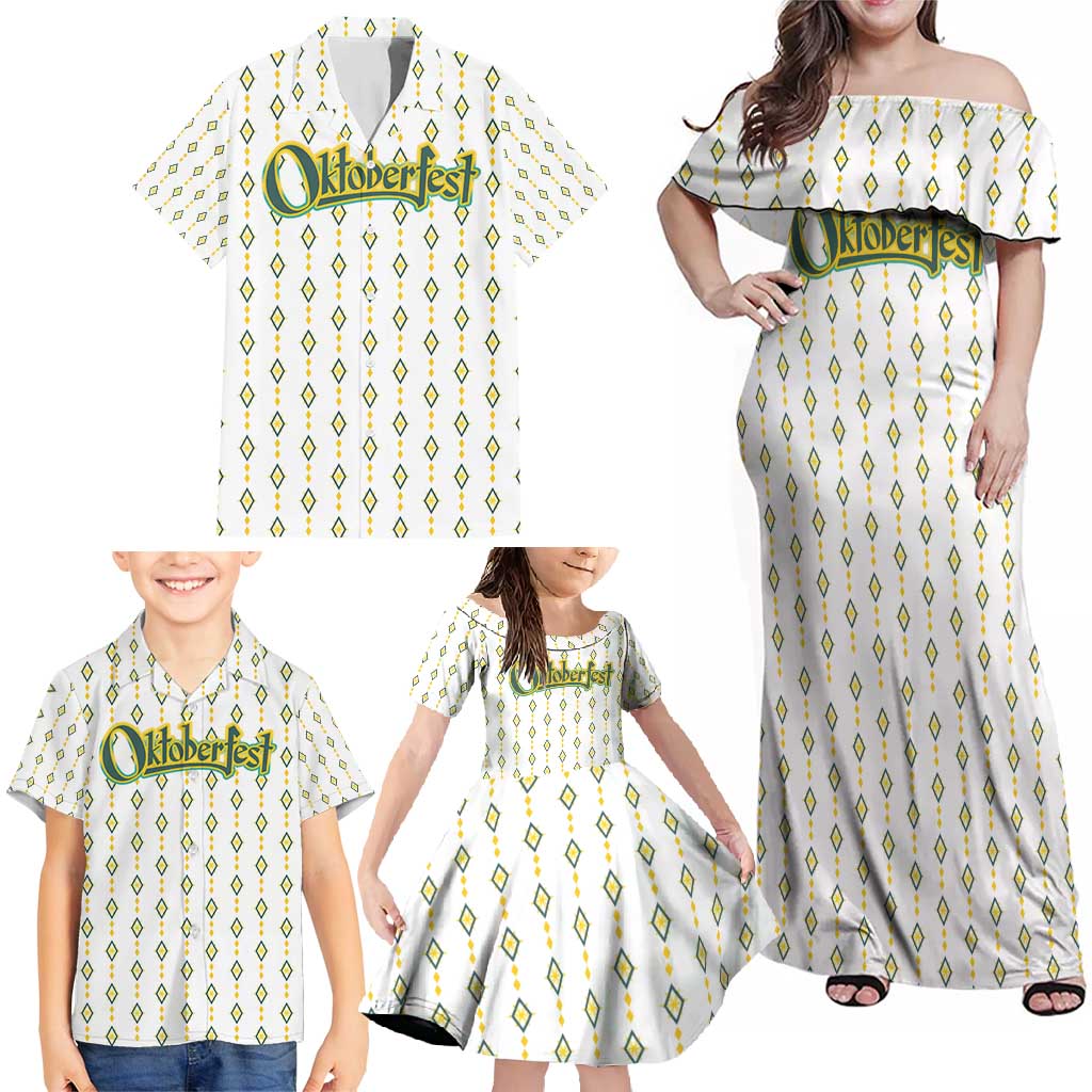 Oktoberfest Family Matching Off Shoulder Maxi Dress and Hawaiian Shirt with Oktoberfest Beer Mug Illustration White Diamond - Wonder Print Shop