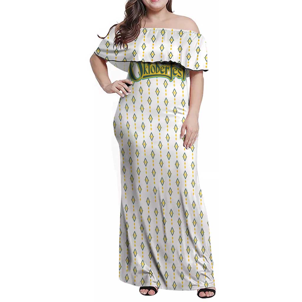 Oktoberfest Family Matching Off Shoulder Maxi Dress and Hawaiian Shirt with Oktoberfest Beer Mug Illustration White Diamond - Wonder Print Shop