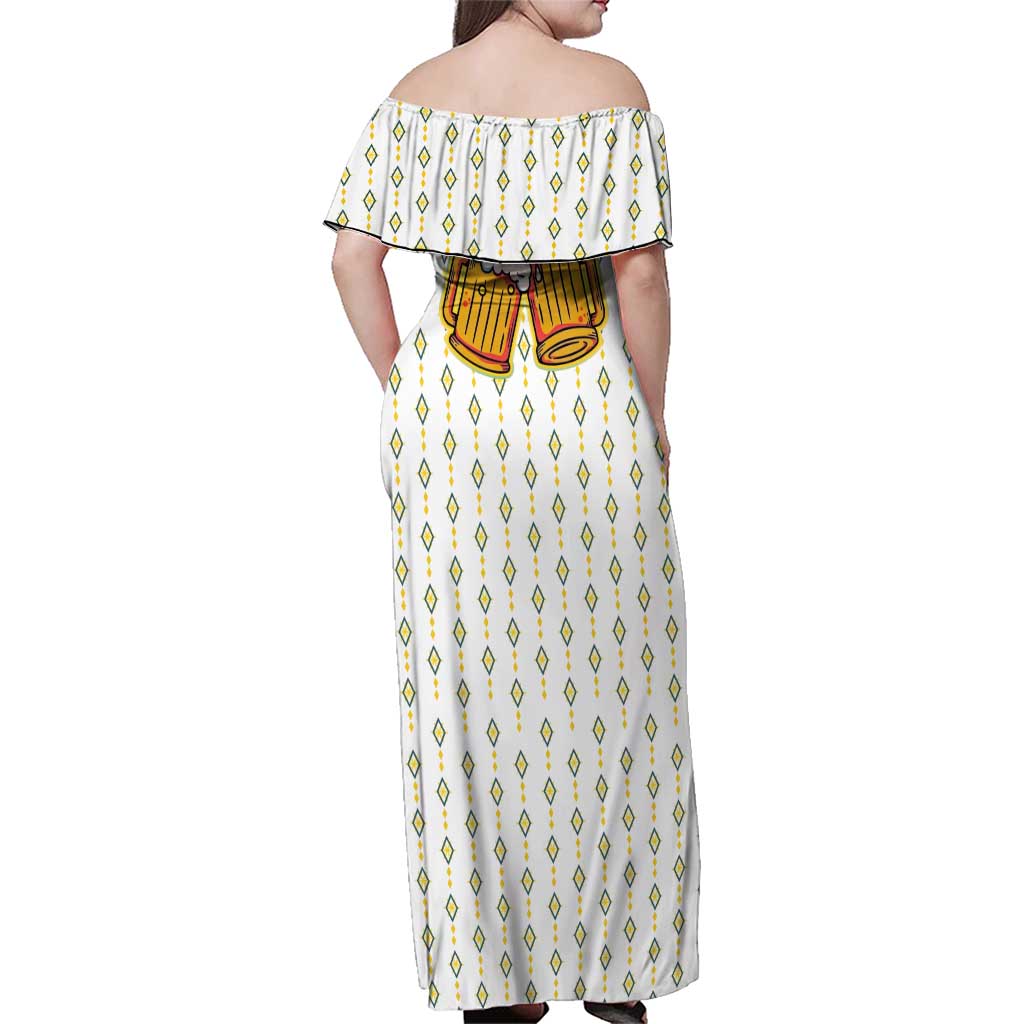 Oktoberfest Family Matching Off Shoulder Maxi Dress and Hawaiian Shirt with Oktoberfest Beer Mug Illustration White Diamond - Wonder Print Shop