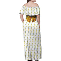 Oktoberfest Family Matching Off Shoulder Maxi Dress and Hawaiian Shirt with Oktoberfest Beer Mug Illustration White Diamond - Wonder Print Shop