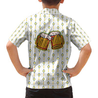 Oktoberfest Family Matching Off Shoulder Short Dress and Hawaiian Shirt with Oktoberfest Beer Mug Illustration White Diamond - Wonder Print Shop