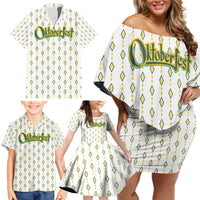 Oktoberfest Family Matching Off Shoulder Short Dress and Hawaiian Shirt with Oktoberfest Beer Mug Illustration White Diamond - Wonder Print Shop