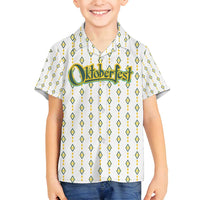 Oktoberfest Family Matching Off Shoulder Short Dress and Hawaiian Shirt with Oktoberfest Beer Mug Illustration White Diamond - Wonder Print Shop