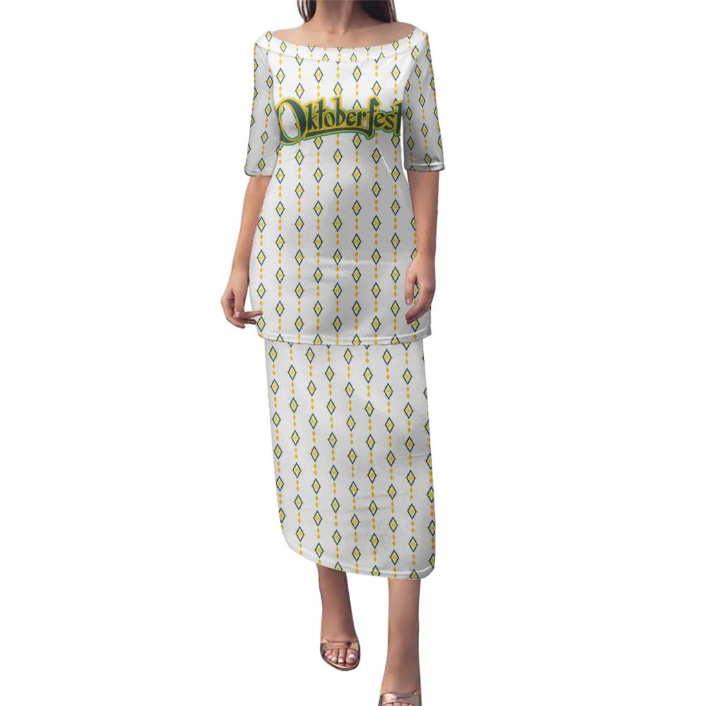 Oktoberfest Family Matching Puletasi and Hawaiian Shirt with Oktoberfest Beer Mug Illustration White Diamond - Wonder Print Shop