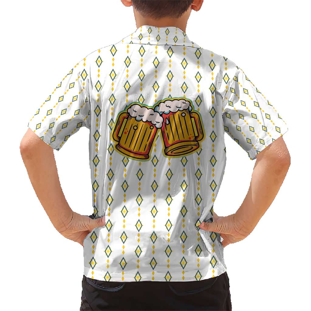 Oktoberfest Family Matching Short Sleeve Bodycon Dress and Hawaiian Shirt with Oktoberfest Beer Mug Illustration White Diamond - Wonder Print Shop