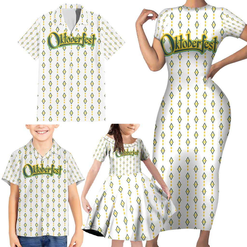 Oktoberfest Family Matching Short Sleeve Bodycon Dress and Hawaiian Shirt with Oktoberfest Beer Mug Illustration White Diamond - Wonder Print Shop