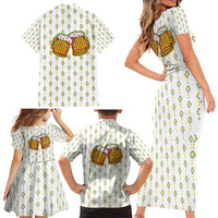 Oktoberfest Family Matching Short Sleeve Bodycon Dress and Hawaiian Shirt with Oktoberfest Beer Mug Illustration White Diamond - Wonder Print Shop
