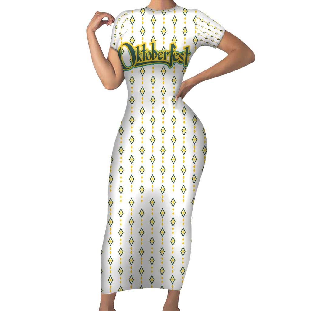 Oktoberfest Family Matching Short Sleeve Bodycon Dress and Hawaiian Shirt with Oktoberfest Beer Mug Illustration White Diamond - Wonder Print Shop