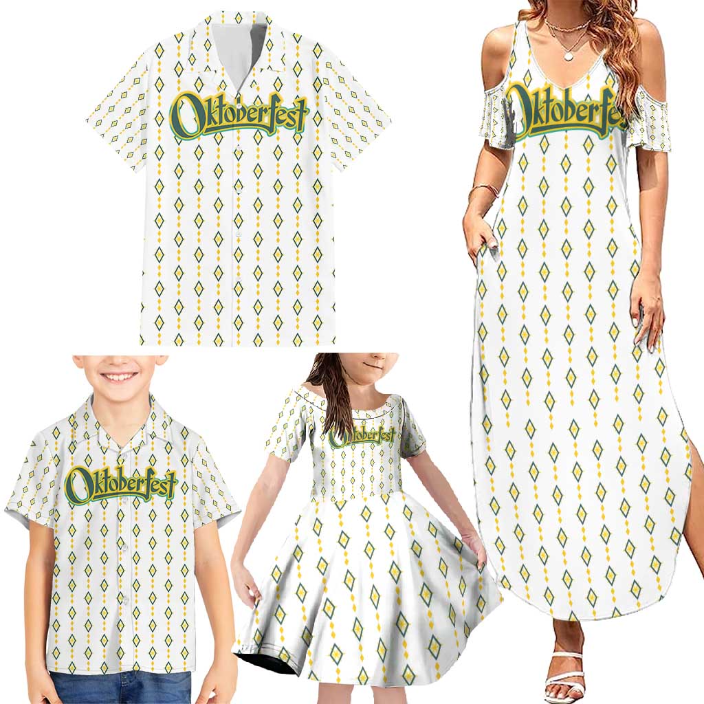 Oktoberfest Family Matching Summer Maxi Dress and Hawaiian Shirt with Oktoberfest Beer Mug Illustration White Diamond - Wonder Print Shop